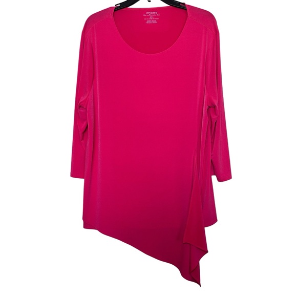Chico’s Women’s Sz 3(XL) The Ultimate Tee 3/4 Sleeve Asymmetrical Hem - Picture 1 of 7